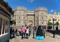 Tourists outside Royal Windsor Castle in England