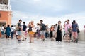 Tourists packed into Santorini due to overtourism Royalty Free Stock Photo