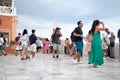 Tourists packed into Santorini due to overtourism Royalty Free Stock Photo