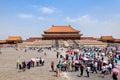 Tourists in a palace complex Forbidden City the home of Chinese emperors in Beijing China