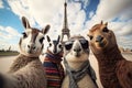 Tourists in Paris with the Eiffel Tower in the background Royalty Free Stock Photo