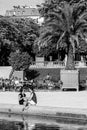 Tourists and Parisians relaxing in the Luxembourg Gardens. Paris