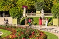 Tourists and Parisians relaxing in the Luxembourg Gardens. Paris