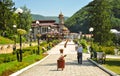 Tourists in the park of Slanic Moldova