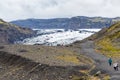 Tourists on path to Solheimajokull glacier