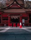 Tourists pay respect at the shrine `FUJISAN HONGU SENGENTAISHA` Fujinomiya, Japan