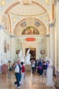 Tourists photograph at the Hermitage