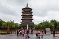 Tourists photograph Yingxian Wooden Pagoda Royalty Free Stock Photo