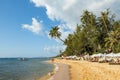 Tourists on the Phu Quoc beach on a sunny day