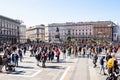 Tourists on Piazza del Duomo in Milan in midday