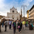 Tourists on Piazza di Santa Croce in Firenze