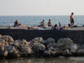 Tourists on the pier of Marina di Salve