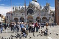 Tourists and pigeons in Piazza San Marco in Venice