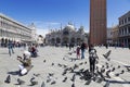 Tourists and pigeons in Piazza San Marco in Venice