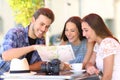 Tourists planning trip in a bar