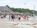Tourists playing voleyball at the beach in Varadero, Cuba