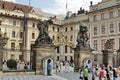 Tourists at Prague castle Royalty Free Stock Photo