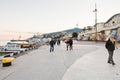 Tourists on promenade in Yalta city in evening Royalty Free Stock Photo