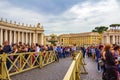 Tourists queue St. Peter`s Square Vatican