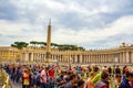 Tourists queue St. Peter`s Square Vatican