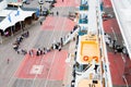 Tourists queue to entry on cruise liner