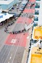 Tourists queue to entry on cruise liner