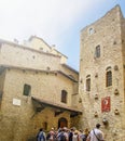 Tourists queued up waiting to enter the museum house of Dante Alighieri in Florence