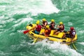 Rize/Turkey-June 06, 2019: Tourists who rafting on the river storm Firtina Deresi