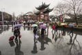 Tourists in the rainy days of Confucius Temple Scenic Spot Royalty Free Stock Photo