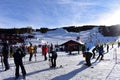 Tourists ready to go skiing in Breckenridge Colorado