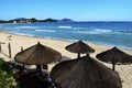 Tourists relax on Dadonghai beach, Sanya, Hainan in Sunny weather