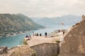 Tourists relax on ruins of fortress of St. John Illyrian Fort Royalty Free Stock Photo