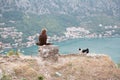 Tourists relax on ruins of fortress of St. John Illyrian Fort Royalty Free Stock Photo