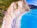 Tourists relaxing on the Beach in Porto Katsiki Lefkada Greece