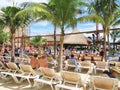 Costa Maya, Mexico - 11/30/2017 - Tourists relaxing by the pool area in Costa Maya, Mexico
