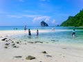 Tourists relaxing and swimming at Koh Tup, Krabi, andaman sea, Thailand Royalty Free Stock Photo