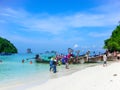 Tourists relaxing and swimming at Koh Tup, Krabi, andaman sea, Thailand Royalty Free Stock Photo