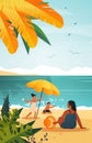 tourists relaxing on tropical beach people enjoying summer vacation time to travel concept seascape background vertical Royalty Free Stock Photo