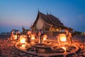 Tourists release sky lanterns in Yeepeng festival at Temple Siri