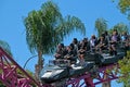 Tourists ride on DC Rivals HyperCoaster in Movie World Gold Coast Queensland Australia