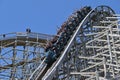 Tourists ride on Leviathan roller coaster at Sea World Gold Coast Queensland Australia