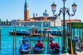 Gondolas service station Venice lagoon view Italy Royalty Free Stock Photo