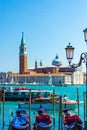 Gondolas service station Venice lagoon view Italy Royalty Free Stock Photo