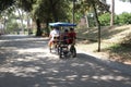 Tourists riding a rickshaw in Villa Borghese, Rome