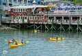 Tourists riding sea kayaks in Bar Harbor, Maine