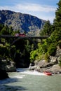 Tourists Riding Shotover Jet Boat at Queenstown, New Zealand. Royalty Free Stock Photo