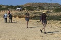 Tourists on Rocky coastline , Cape Greco on Cyprus Royalty Free Stock Photo