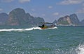 Fantastic cliffs and formations on route to Phang-Nga Island, known as James Bond Island Thailand.