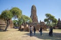 Tourists at the ruins of the Wat Phra Ram. Ayutthaya Royalty Free Stock Photo