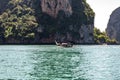 Tourists sailing in Longtail Boat in Andaman sea off the coast of Thailand